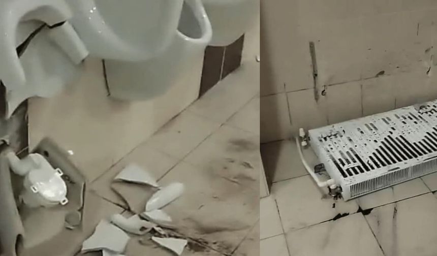 Balıkesir taraftarı maç sonrası deplasman tribünü tuvaletlerine zarar verdi