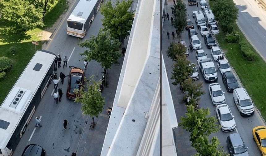 Eskişehir'de otomobil ve belediye otobüsü çarpıştı: Trafik durdu