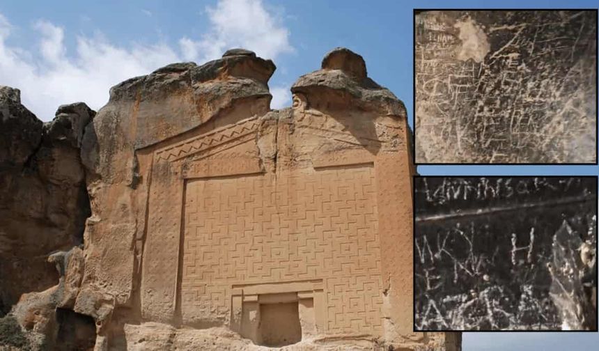 Eskişehir’in 3 bin yıllık mirasına çirkin saldırı: Duvarları yazılarla tahrip edildi