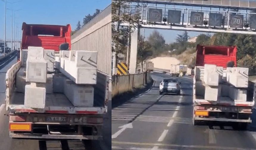Eskişehir Çevre Yolu’nda tonlarca ağırlıktaki beton bloklar tehlike saçtı