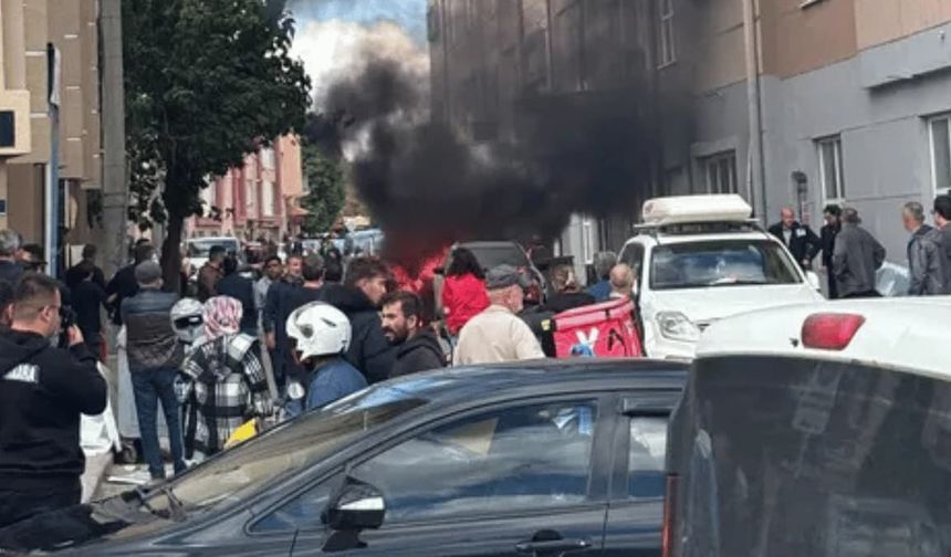 Eskişehir'de panik anları: Bir anda alev aldı, mahalleli sokağa döküldü