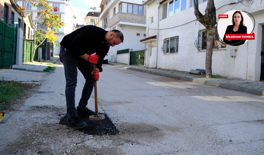 Eskişehir’de janta vereceği parayla asfalt alıp çukurları kapatmaya başladı
