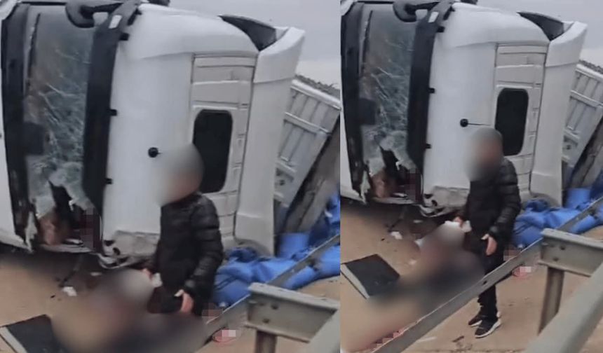 Eskişehir yolundaki tır kazasında sürücünün kolu koptu