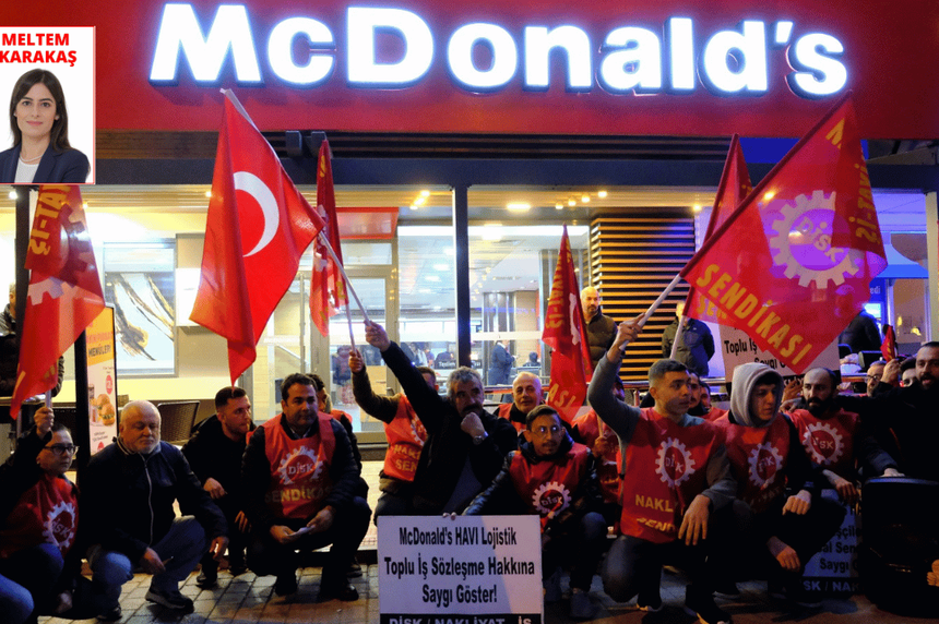 Eskişehir’de işçilerden McDonald’s önünde oturma eylemi