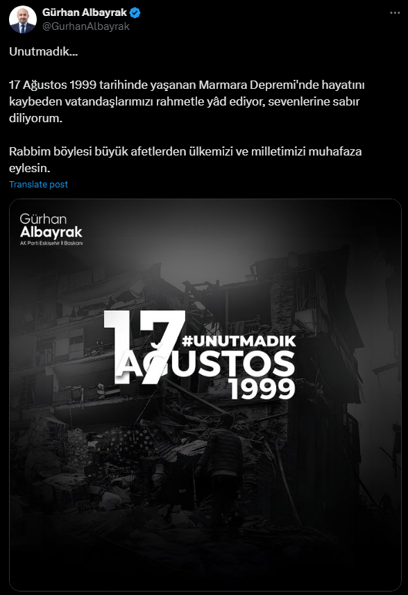 Gürhan Albayrak 17 Ağustos