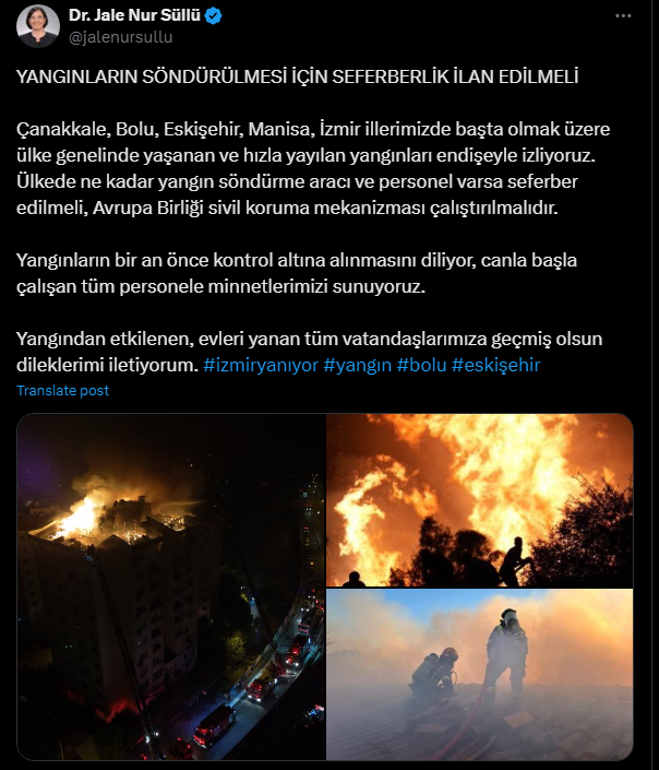 Jale Nur Süllü İzmir Yangın