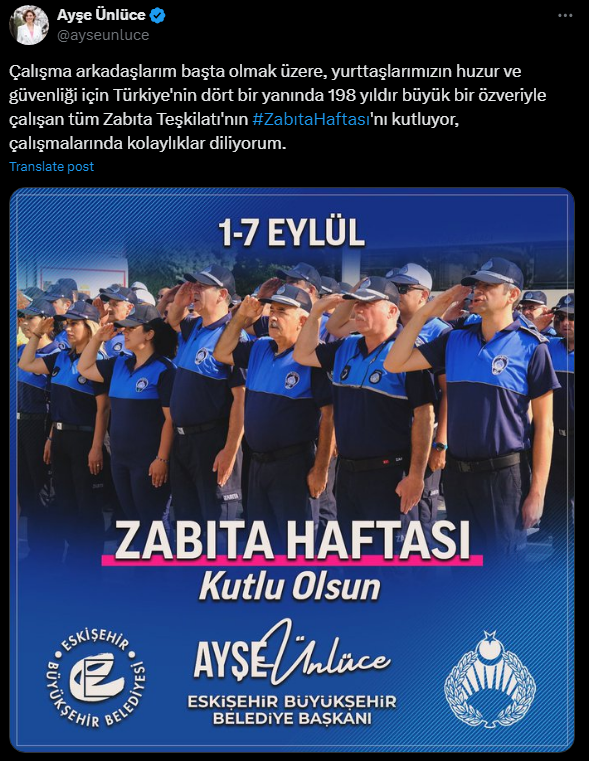 Ayşe Ünlüce Zabıta Haftası