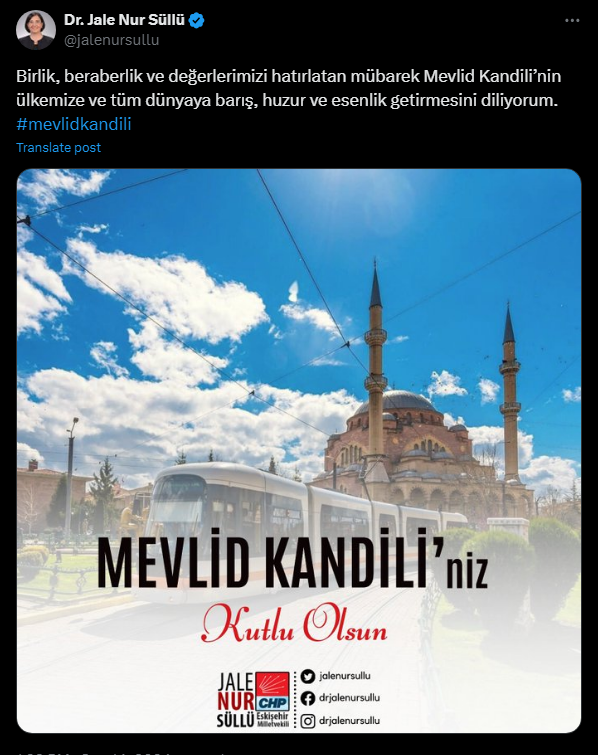 Jale Nur Süllü Mevlid Kandili Mesajı