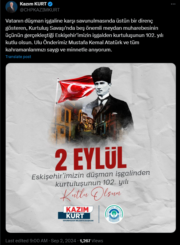 Kazım Kurt 2 Eylül