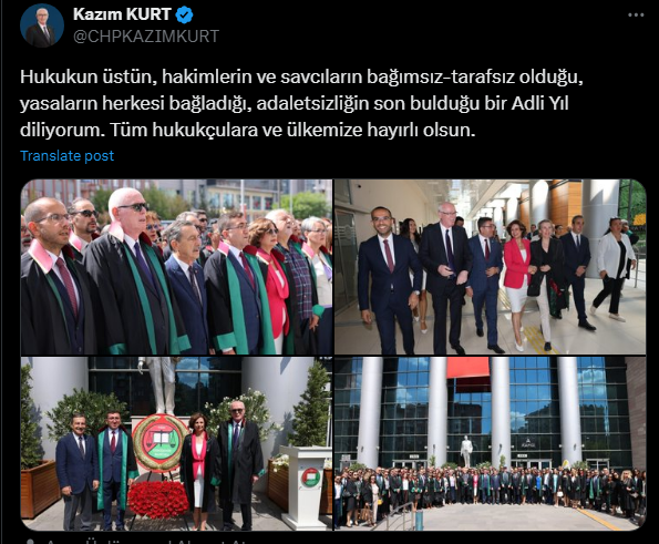 Kazım Kurt Adli Tatil Bitimi Mesajı