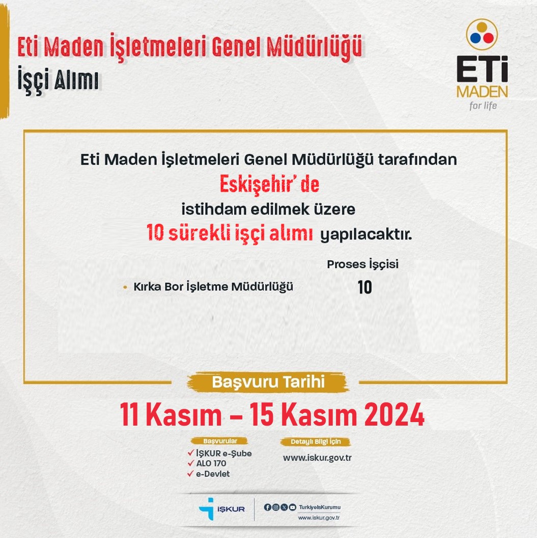 Eti Maden Işçi Alımı