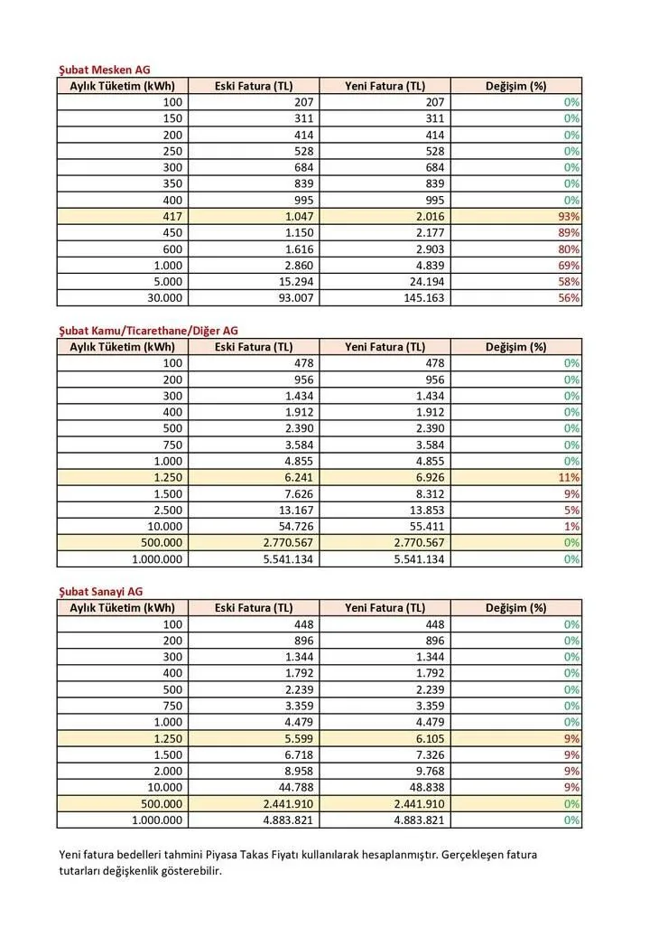 Elektrik Faturası Şubat