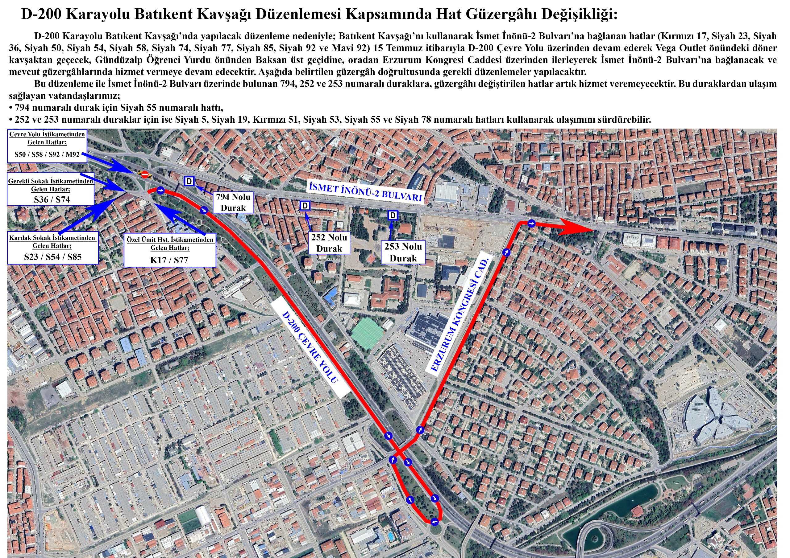 Büyükşehi̇rden Tepebaşi Kavşaği İle İlgi̇li̇ Duyuru (5) Otobüs Güzergahı