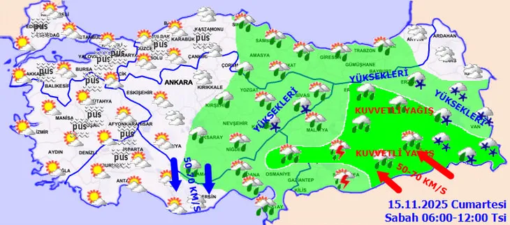15 Kasım Cumartesi Hava Durumu