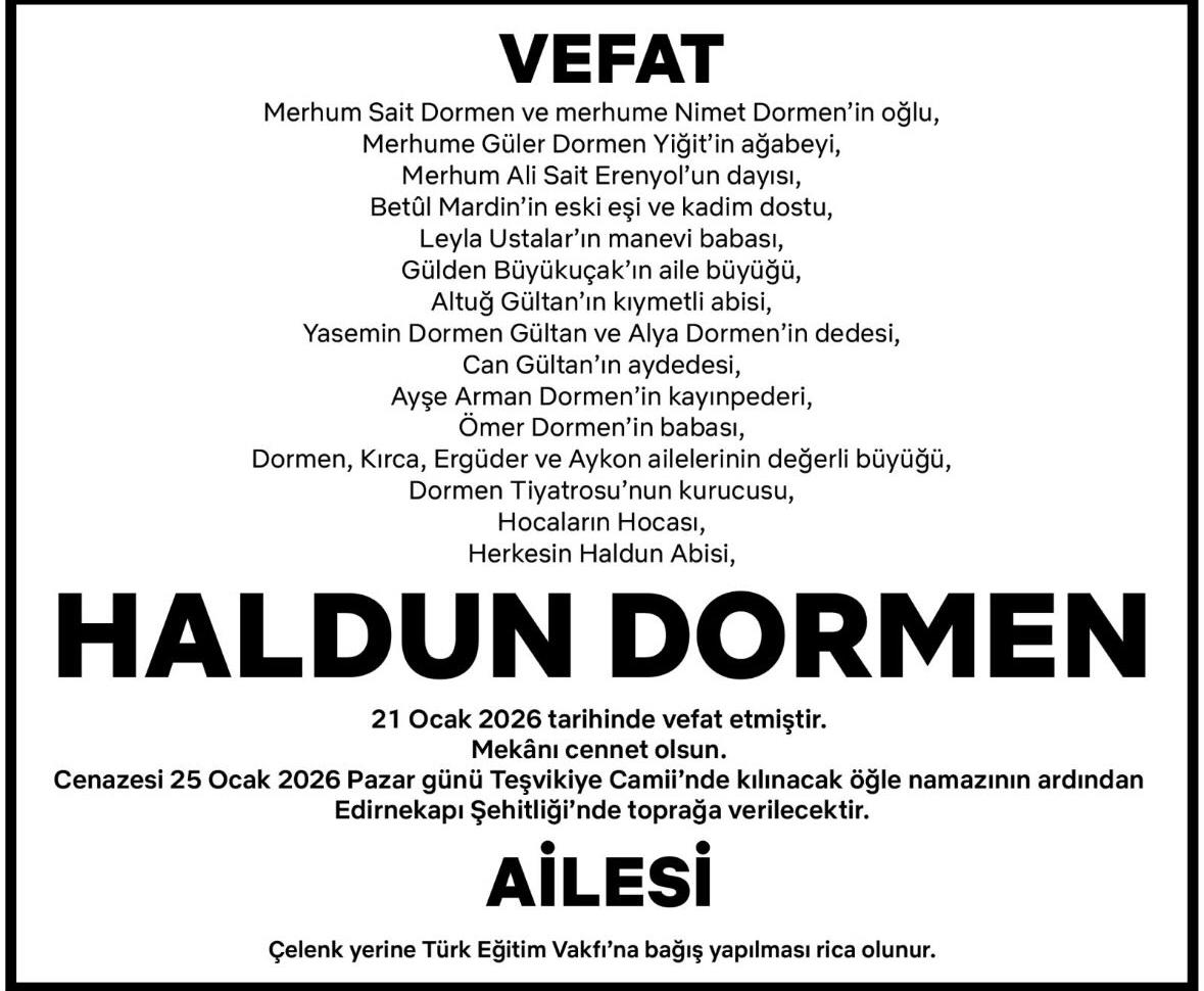 Haldun Dormen Vefat 1