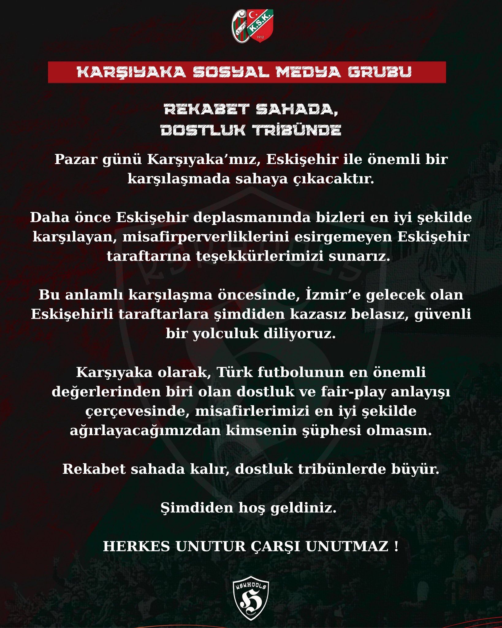 Karşıyaka'dan Eskişehir'e Dostluk Mesajı Mesajıı