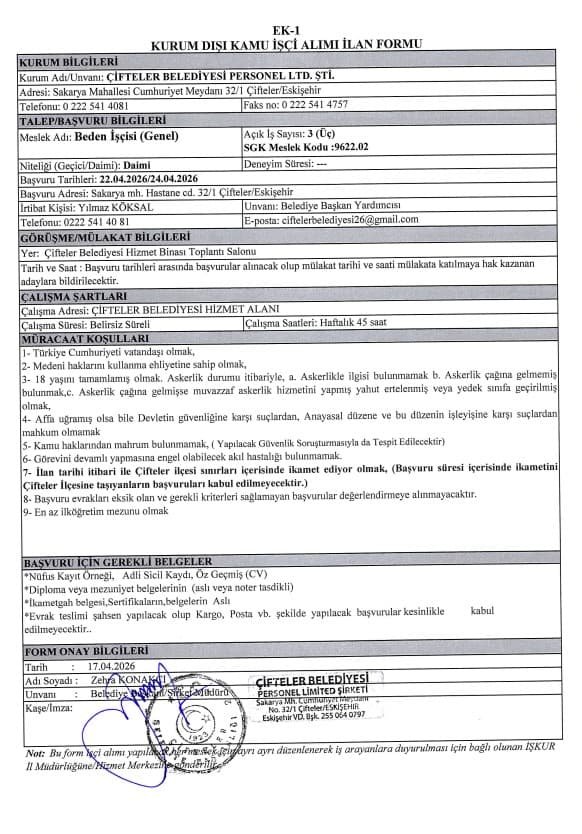 Çifteler Belediyesi Personel (1)