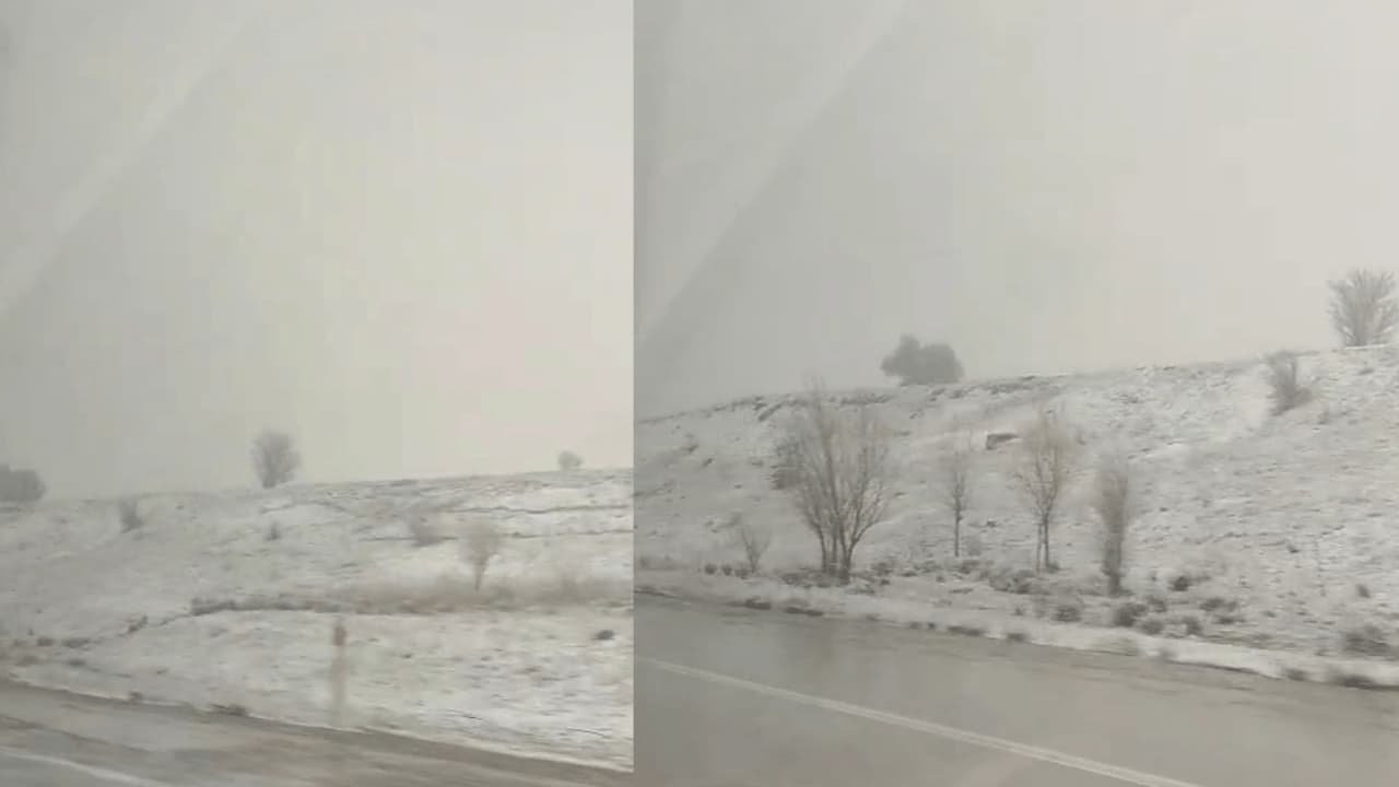 Eskişehir yolu beyaza büründü