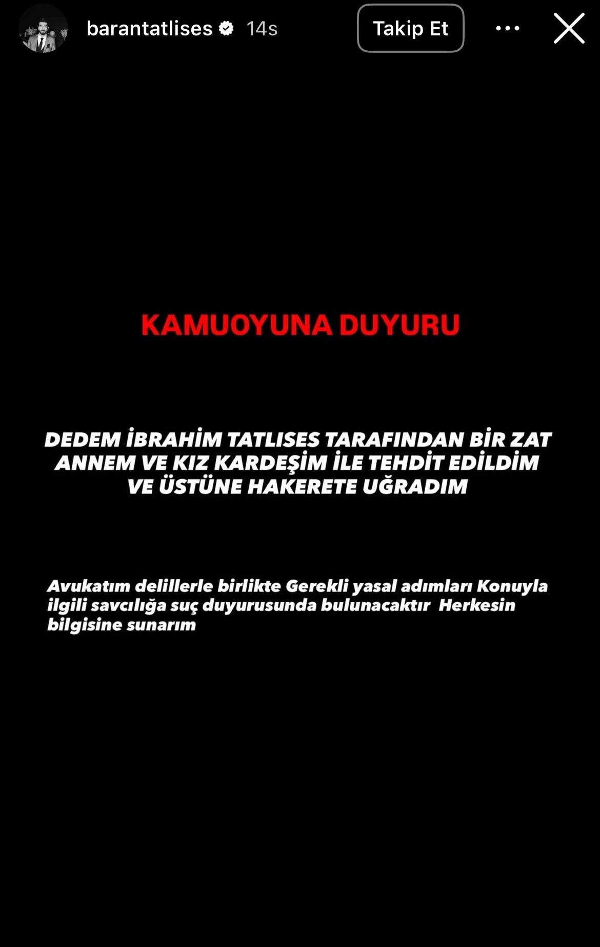Baran Tatlıses Açıklama