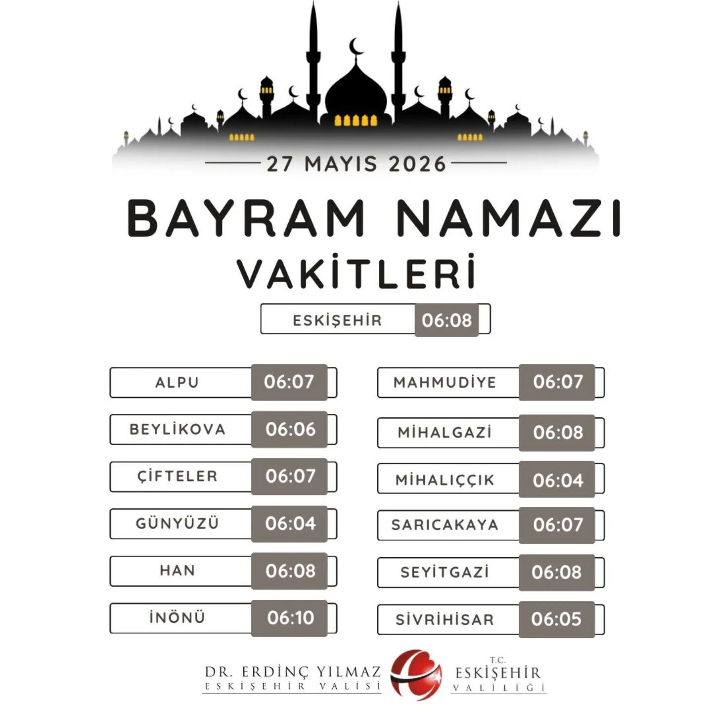 Bayram Namaz Saatleri