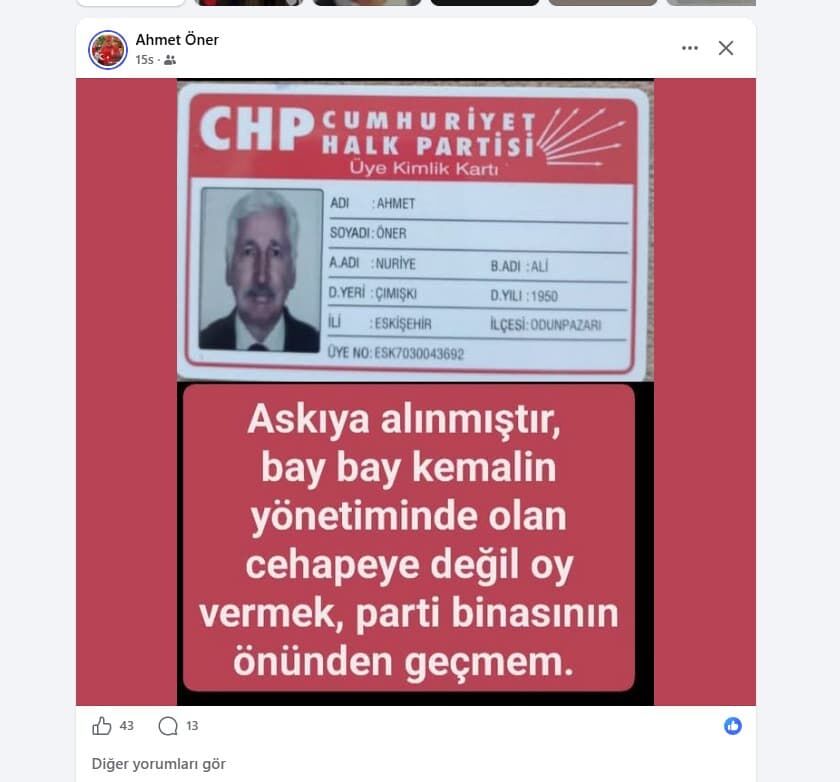 üyeliğini askıya aldı
