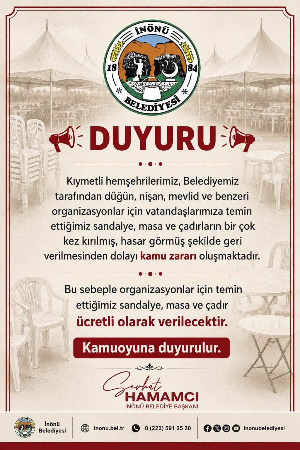inönü belediyesi duyuru