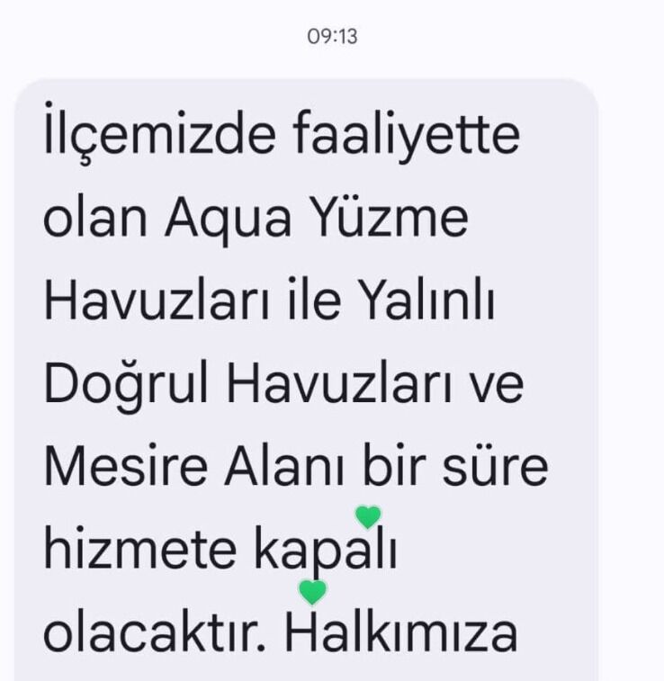 havuz kapatıldı mesajı
