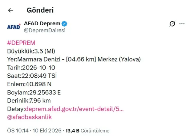 Deprem Oldu