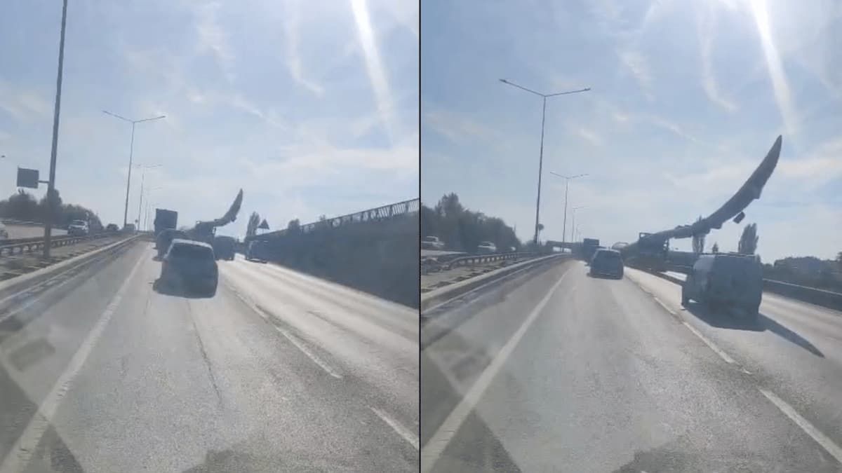 Eskişehir'de dev rüzgar türbini kanadı trafiği yavaşlattı
