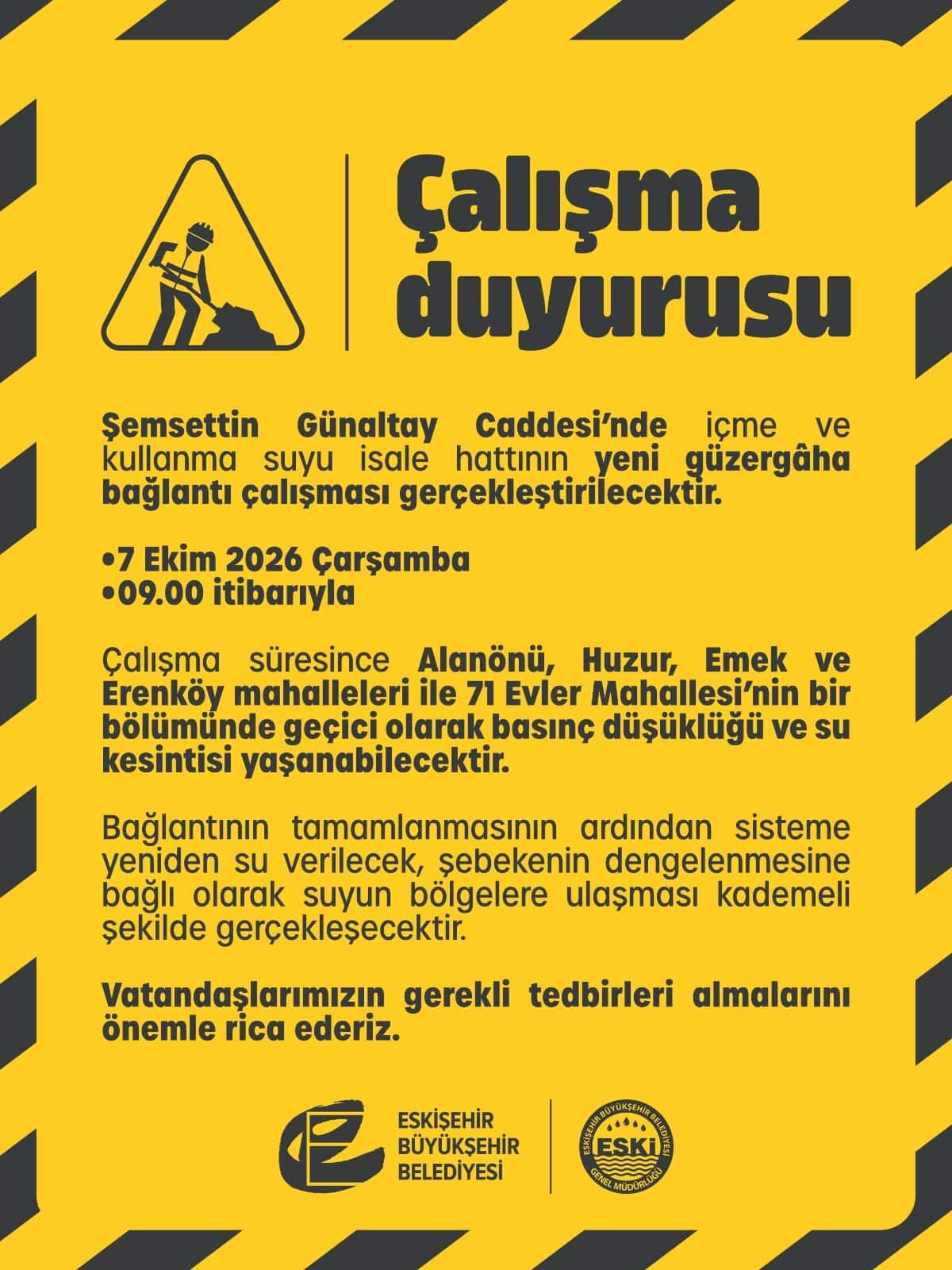 Su Kesintisi Uyarı